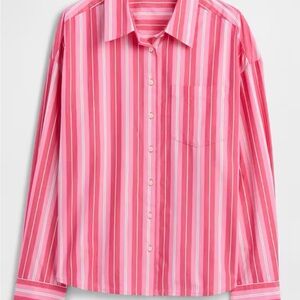 Pink Striped Button-Up Shirt (Poplin)